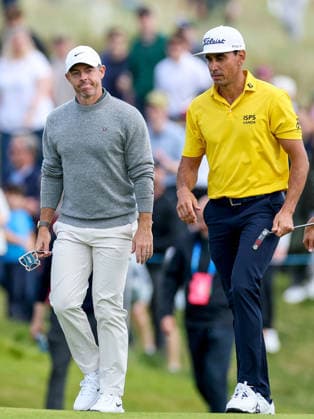 2026 Amgen Irish Open - Fourth Round, Trump International Golf Links, Doonbeg 13 9 2026 Rory McIlroy and Rafael Cabrera-Bello walk onto the eighteenth green Rory McIlroy and Rafael Cabrera-Bello walk onto the eighteenth green 13 9 2026  Copyright: xDanxClohessyx DC1A6015
