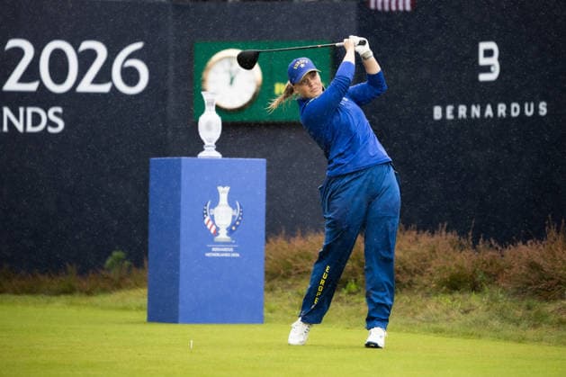 RECORD DATE NOT STATED 13th September 2026; Bernardus Golf, Cromvoirt, Netherlands; Solheim Cup Womens Golf, Final Day; Singles; Maja Stark (SWE) of Team Europe plays from the 1st tee box AnthonyxBenoit