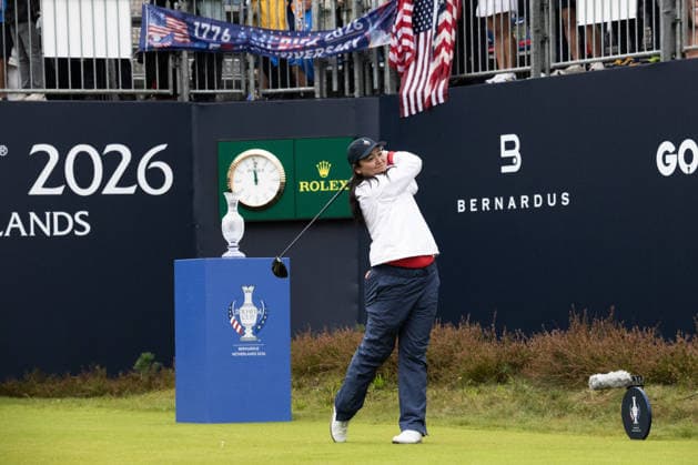 RECORD DATE NOT STATED 13th September 2026; Bernardus Golf, Cromvoirt, Netherlands; Solheim Cup Womens Golf, Final Day; Singles; Allisen Corpuz of the US Team plays from the 1st tee box AnthonyxBenoit
