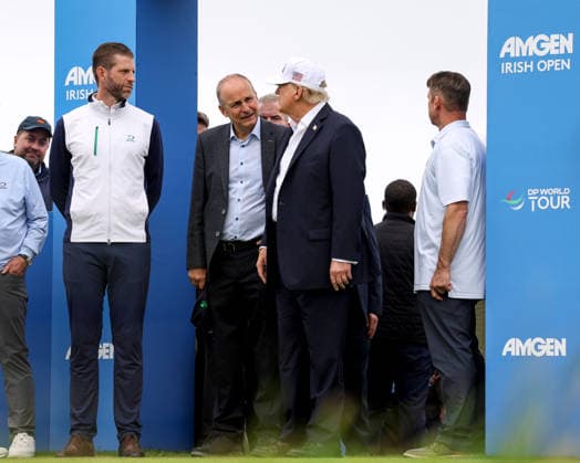 2026 Amgen Irish Open - Fourth Round, Trump International Golf Links, Doonbeg 13 9 2026 An Taoiseach Micheal Martin and President of the United States of America Donald Trump at the first tee box Micheal Martin and Donald Trump at the first tee box 13 9 2026  Copyright: xx BB2_9802 copy