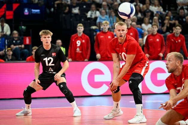 Denmark s Jonas Enemark Petersen (12) and Tobias Hougs Kjaer (10) during men s volleyball European Championships Pool C match Estonia vs Denmark in Tampere, on 13th of September, 2026. - EMMI KORHONEN Tampere Finland Pmvux0HkZEs  Copyright: xEmmixKorhonenx Pmvux0HkZEs