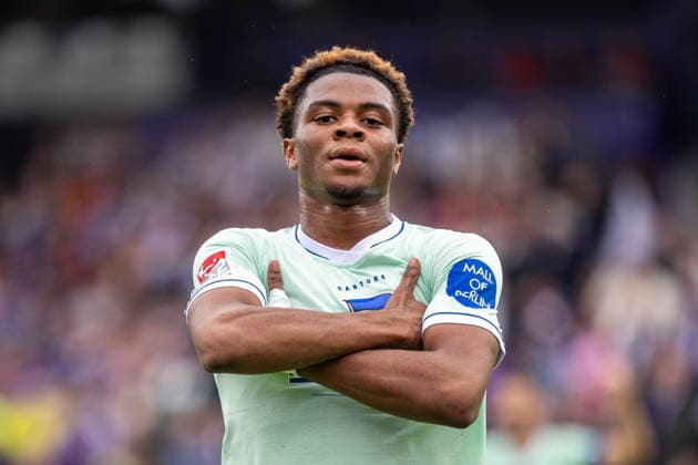 Farid Alfa Ruprecht of Hertha BSC, 20, celebrates the goal that made the score 1–3 (GER), VfL Osnabrück vs. Hertha BSC, Soccer, 2. Bundesliga, Matchday 5, 2026–2027 season, September 13, 2026 DFL regulations prohibit any use of photographs as image sequences and or quasi-video GER, VfL Osnabrück vs. Hertha BSC, soccer, 2. Bundesliga, Matchday 5, 2026–2027 season, September 13, 2026, Osnabrück Copyright: xEibner-Pressefoto JanxRollingerx EP_JSK