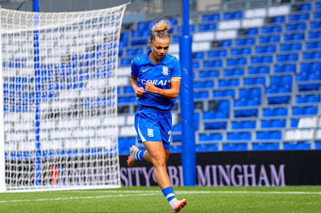 BIRMINGHAM, ENGLAND - September 13: Goal. Oceane Hurtre of Birmingham City celebrates scoring during the Barclays Womens Super League football match between Birmingham City and Brighton & Hove Albion at St Andrews @ Knighthead Park on September 13 in Birmingham, England. (Photo by Natalie Mincher Sports Press Photo SPP) Copyright: xNataliexMincher SPPx Sportspressphoto_SPR229628