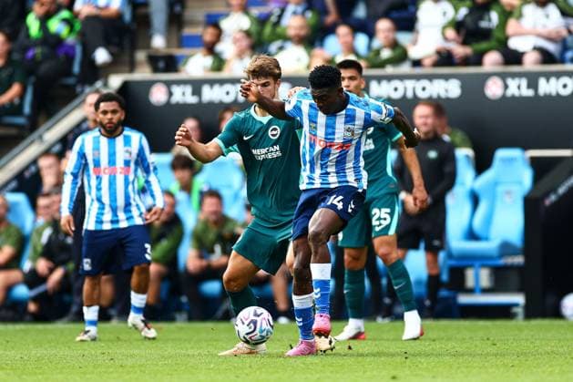 Taiwo Awoniyi of Coventry City in action Coventry City v Brighton and Hove Albion, Premier League, Football, Football, Coventry Building Society Arena, Coventry, UK - 13 Sep 2026Coventry Coventry Building Society Arena United Kingdom EDITORIAL USE ONLY No use with unauthorised audio, video, data, fixture lists, club league logos or live services. Online in-match use limited to 120 images, no video emulation. No use in betting, games or single club league player publications.  Copyright: xJamesxMarsh Shutterstockx 17144596de