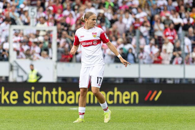 Germany: VfB Stuttgart Women vs. VfL Wolfsburg Women, Women s Bundesliga 1, Google Pixel Women s Bundesliga, 2026–27 season, GAZi Stadium on the Waldau, Stuttgart; Muriel Dürr, VfB Stuttgart Women, 17, Stuttgart, GAZi Stadium on the Waldau, Baden-Württemberg, Germany Copyright: xBenedictxChristx