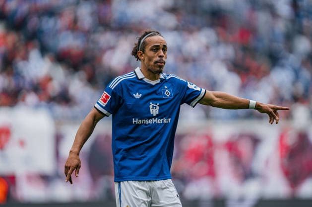 Germany Bundesliga 2026–2027, Matchday 3: RB Leipzig vs. Hamburger SV at Red Bull Arena Leipzig; Yussuf Poulsen (Hamburger SV), 15 gestures Copyright: xTomxLauruschkatx