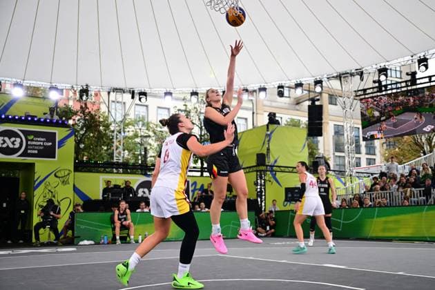 Belgium s Axelle Van Eupen pictured during a 3x3 basketball game between Spain and Belgium, a quarter-finals game the women s FIBA 3x3 Europe Cup, on Sunday 13 September 2026 in Antwerp. DIRKxWAEM  x186203407x