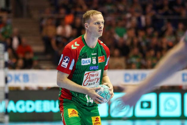 September 13, 2026, xgox, Handball: Opel HBL SC Magdeburg vs. HSG Wetzlar emspor, from left: Omar Ingi Magnusson (Magdeburg), No. 14 with the ball, plays the ball (Magdeburg)