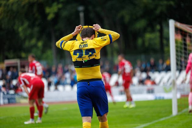 Dorian Cevis Lok is disappointed, angry, frustrated, and upset GER, Greifswalder FC vs. 1 FC Lok Leipzig, soccer, men s, Northeast Regional League, Matchday 8, 2026–2027 season, September 13, 2026, Greifswald Volksstadion, Mecklenburg-Western Pomerania, Germany