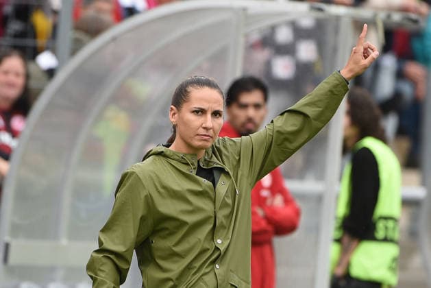 September 13, 2026, xhbx, Soccer, Google Pixel Women s Bundesliga, Eintracht Frankfurt vs. TSG Hoffenheim, Eva Maria Virsinger, Coach of TSG 1899 Hoffenheim, Frankfurt am Main