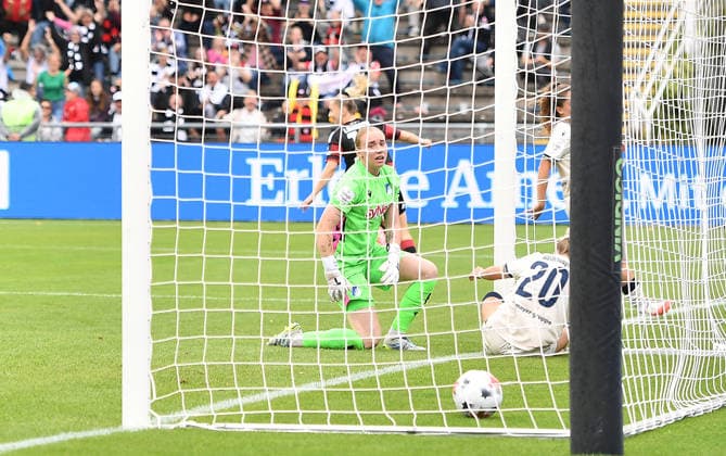 September 13, 2026, xhbx, Soccer Google Pixel Women s Bundesliga, Eintracht Frankfurt vs. TSG Hoffenheim, Goal scored, Goal to make it 1–0 by Nina Lührßen, Eintracht Frankfurt Women, Frankfurt am Main
