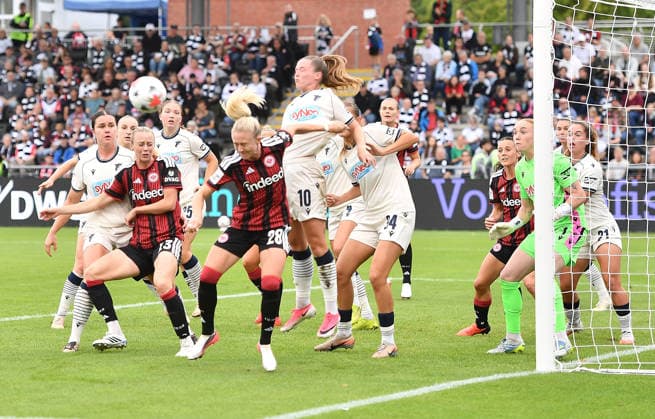 September 13, 2026, xhbx, Soccer, Google Pixel, Women s Bundesliga, Eintracht Frankfurt vs. TSG Hoffenheim, Rebecka Blomqvist (Eintracht Frankfurt Women), Valesca Ampoorter (TSG 1899 Hoffenheim), Frankfurt am Main