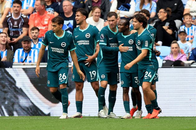 Coventry City v Brighton & and Hove Albion - Premier League 2026 27 Yasin Ayari, Charalampos Kostoulas, Pascal Gross, Malick Yalcouye and Ferdi Kadioglu of Brighton and Hove Albion celebrate 2nd goal during the Premier League 2026 27 match between Coventry City and Brighton & Hove Albion at The Coventry Building Society Arena on September 13, 2026 in Coventry, England. WARNING! This Photograph May Only Be Used For Newspaper And Or Magazine Editorial Purposes. May Not Be Used For Publications Involving 1 player, 1 Club Or 1 Competition Without Written Authorisation From Football DataCo Ltd. For Any Queries, Please Contact Football DataCo Ltd on +44 (0) 207 864 9121 Coventry The Coventry Building Society Arena England United Kingdom Copyright: xAllstarxPicturexLibraryxLtdx