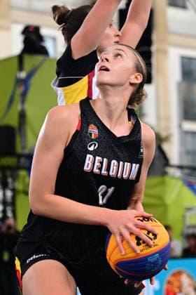 Belgium s Axelle Van Eupen pictured during a 3x3 basketball game between Spain and Belgium, a quarter-finals game the women s FIBA 3x3 Europe Cup, on Sunday 13 September 2026 in Antwerp. DIRKxWAEM  x186203084x