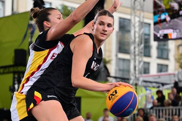 Belgium s Axelle Van Eupen pictured during a 3x3 basketball game between Spain and Belgium, a quarter-finals game the women s FIBA 3x3 Europe Cup, on Sunday 13 September 2026 in Antwerp. DIRKxWAEM  x186203087x