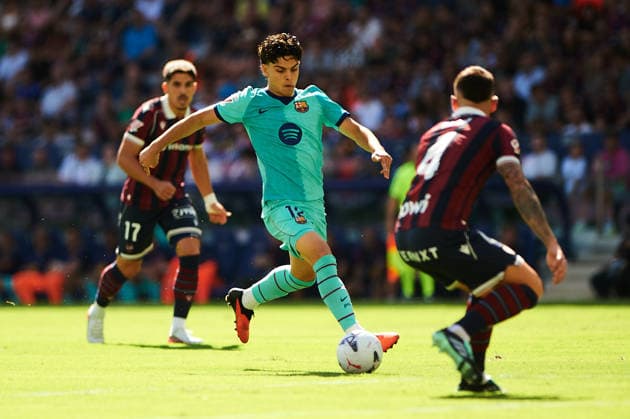 Xavi Espart of FC Barcelona during the LaLiga EA Sports match between Levante UD and FC Barcelona at Estadi Ciutat de Valencia on September 13, 2026, in Valencia, Spain