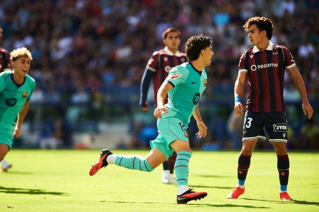 Xavi Espart of FC Barcelona during the LaLiga EA Sports match between Levante UD and FC Barcelona at Estadi Ciutat de Valencia on September 13, 2026, in Valencia, Spain