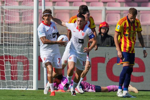 IPA88483760 - Ricardo Mangas of AC Monza celebrates after scoring a goal with Samuele Birindelli of AC Monza during the US Lecce vs. AC Monza Italian Serie A soccer match in Lecce, Italy, on September 13, 2026  Copyright: xEmmanuelexMastrodonato IPAxSportx xx IPA88483760