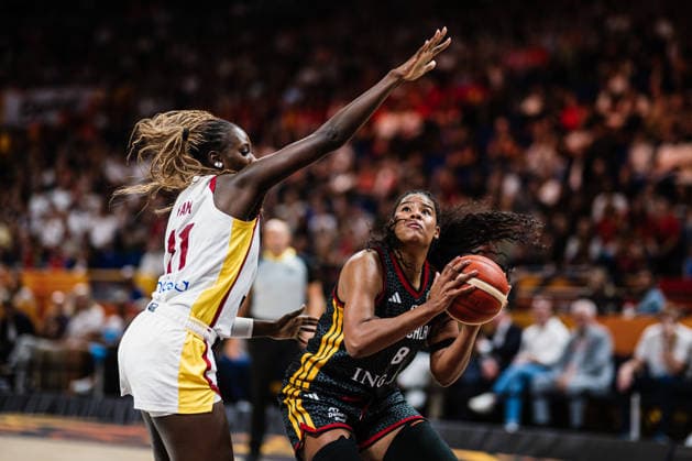 FIBA Women’s Basketball World Cup 2026: Spain vs. Germany, September 13, 2026—Nyara Sabally (Germany), 8; Awa Fam (Spain), 11—Basketball, FIBA Women’s Basketball World Cup 2026, Final Phase, 3rd-Place Game: Spain vs. Germany on September 13, 2026, at the Uber Arena, Berlin Copyright: xBEAUTIFULxSPORTS Tonhäuserx