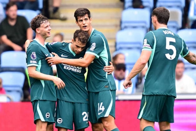 Coventry City v Brighton and Hove Albion, Premier League GOAL Brighton and Hove Albion midfielder Yasin Ayari (26) scores a goal and celebrates with The Brighton and Hove Albion players 0-5 during the Premier League match between Coventry City and Brighton and Hove Albion at the Coventry Building Society Arena, Coventry, UK on 13 September 2026. Coventry Coventry Building Society Arena West Midlands UK Editorial use only DataCo restrictions apply See www.football-dataco.com , Copyright: xDennisxGoodwinx PSI-24865-0060