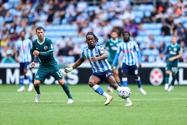 Brandon Thomas-Asante of Coventry City in action Coventry City v Brighton and Hove Albion, Premier League, Football, Football, Coventry Building Society Arena, Coventry, UK - 13 Sep 2026Coventry Coventry Building Society Arena United Kingdom EDITORIAL USE ONLY No use with unauthorised audio, video, data, fixture lists, club league logos or live services. Online in-match use limited to 120 images, no video emulation. No use in betting, games or single club league player publications.  Copyright: xMichaelxZemanek Shutterstockx 17144597bz