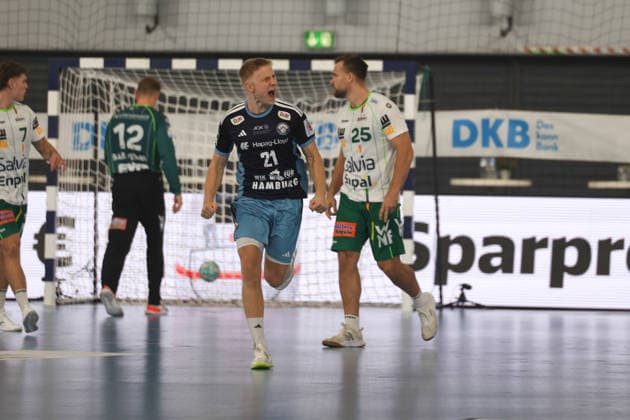 Handball I Men I 2026–2027 Season I Bundesliga I Matchday 4 I Handball Club Hamburg vs. FRISCH AUF Göppingen I September 13, 2026 Frederik Bo Andersen, 21, Handball Club Hamburg celebrates Copyright: xLobeca RalfxHomburgx
