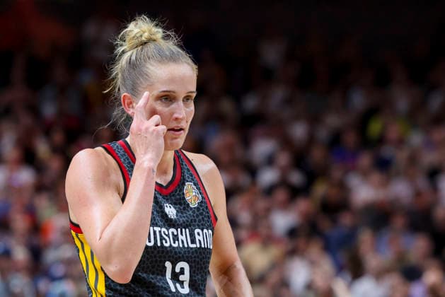 Leonie Fiebich of Germany looks dejected during the FIBA Women s Basketball World Cup Germany 2026 third-place game between Spain and Germany at the Berlin Arena on September 13, 2026, in Berlin, Germany. Photo by Marco Steinbrenner, DeFodi Images