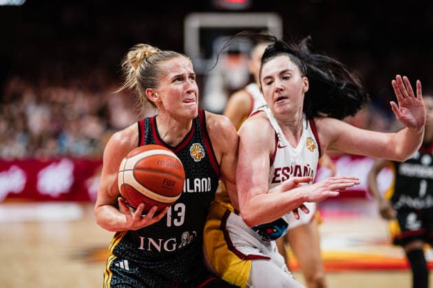 FIBA Women’s Basketball World Cup 2026: Spain vs. Germany, September 13, 2026; Leonie Fiebich (Germany), 13; Megan Gustafson (Spain), 17; Basketball; FIBA Women’s Basketball World Cup 2026; Final Phase, 3rd-Place Game: Spain vs. Germany on September 13, 2026, at the Uber Arena, Berlin Copyright: xBEAUTIFULxSPORTS Tonhäuserx