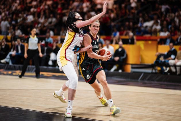 FIBA Women’s Basketball World Cup 2026: Spain vs. Germany, September 13, 2026—Leonie Fiebich (Germany), 13; Megan Gustafson (Spain), 17—Basketball, FIBA Women’s Basketball World Cup 2026, Final Phase, 3rd-place game: Spain vs. Germany on September 13, 2026, at the Uber Arena, Berlin Copyright: xBEAUTIFULxSPORTS Tonhäuserx