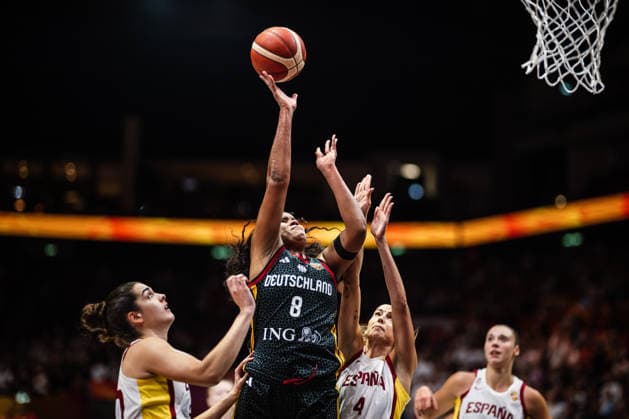 FIBA Women’s Basketball World Cup 2026: Spain vs. Germany, September 13, 2026—Paula Ginzo (Spain, 20), Nyara Sabally (Germany, 8), Mariona Ortiz (Spain, 4)—Basketball, FIBA Women’s Basketball World Cup 2026, Final Round, 3rd-Place Game: Spain vs. Germany on September 13, 2026, at the Uber Arena, Berlin Copyright: xBEAUTIFULxSPORTS Tonhäuserx