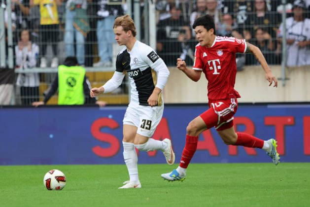 September 13, 2026, Soccer, Men s, Bundesliga 1, 2026–2027 Season, SV 07 Elversberg vs. FC Bayern Munich, Cole Campbell (SV 07 Elversberg), Minjae Kim (FC Bayern Munich), Ursapharm Arena an der Kaiserlinde, Saarland, Germany (DEU) Copyright: xFabianxKleerx