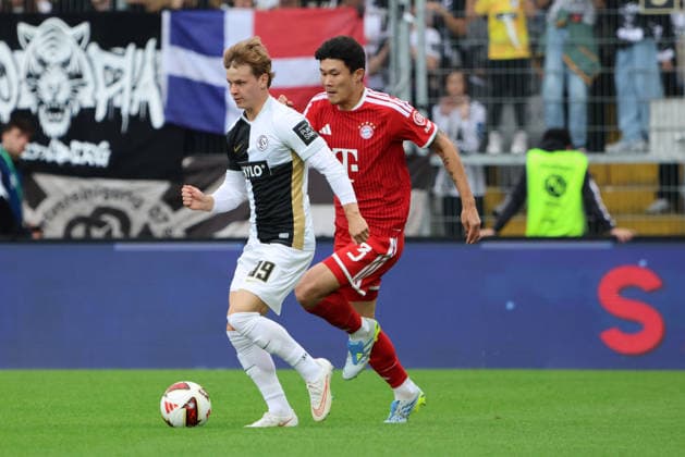 September 13, 2026, Soccer, Men s, Bundesliga 1, 2026–2027 Season, SV 07 Elversberg vs. FC Bayern Munich, Cole Campbell (SV 07 Elversberg), Minjae Kim (FC Bayern Munich), Ursapharm Arena an der Kaiserlinde, Saarland, Germany (DEU) Copyright: xFabianxKleerx