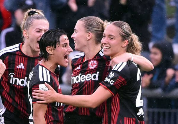 September 13, 2026, xhbx, Soccer Google Pixel Women s Bundesliga, Eintracht Frankfurt vs. TSG Hoffenheim, goal celebration, celebrating the goal, 3–2 by Danique Tolhoek, Eintracht Frankfurt Women s Team, Frankfurt am Main