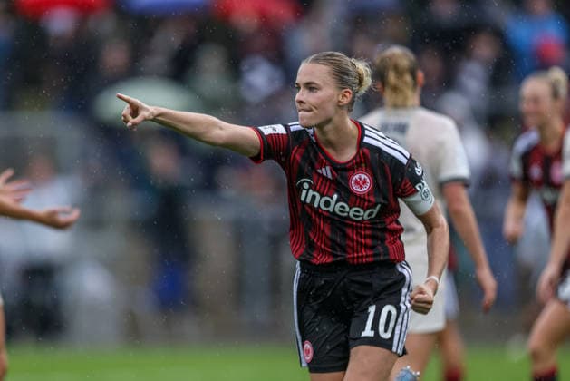 GER, Frankfurt, Eintracht Frankfurt vs. TSG Hoffenheim, Google Pixel Women s Bundesliga, Soccer, DFB, 2026–2027 Season, Stadion am Brentanobad, Matchday 4 in Pictures: Laura Freigang, Eintracht Frankfurt Women s Team No. 10, Goal, Celebration and Joy, Emotions. DFB and DFL regulations prohibit any use of photographs as image sequences and or quasi-video. September 13, 2026 Copyright: HMBxMedia HendrikxHamelau