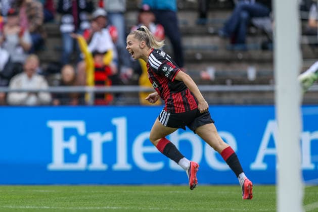 GER, Frankfurt, Eintracht Frankfurt vs. TSG Hoffenheim, Google Pixel Women s Bundesliga, Soccer, DFB, 2026–2027 Season, Stadion am Brentanobad, Matchday 4 in Pictures: Nina Lührsen, Eintracht Frankfurt Women s Team 11, Goal, Celebration and Joy, Emotions, 1 0 DFB DFL REGULATIONS PROHIBIT ANY USE OF PHOTOGRAPHS AS IMAGE SEQUENCES AND OR QUASI-VIDEO, September 13, 2026 Copyright: HMBxMedia HendrikxHamelau