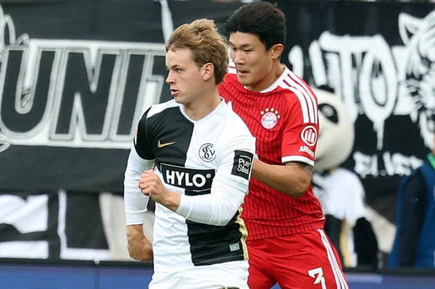 September 13, 2026, xrekx, Soccer, Bundesliga 1, SV Elversberg vs. FC Bayern Munich v l Cole Campbell SV 07 Elversberg Min Jae Kim FC Bayern Munich DFL DFB REGULATIONS PROHIBIT ANY USE OF PHOTOGRAPHS as IMAGE SEQUENCES and or QUASI-VIDEO Elversberg