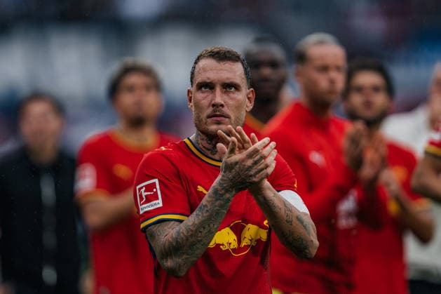 Germany Bundesliga 2026–2027, Matchday 3: RB Leipzig vs. Hamburger SV at Red Bull Arena Leipzig; David Raum (RB Leipzig), 22: Final whistle, cheering, joy, emotions, after the game Copyright: xTomxLauruschkatx