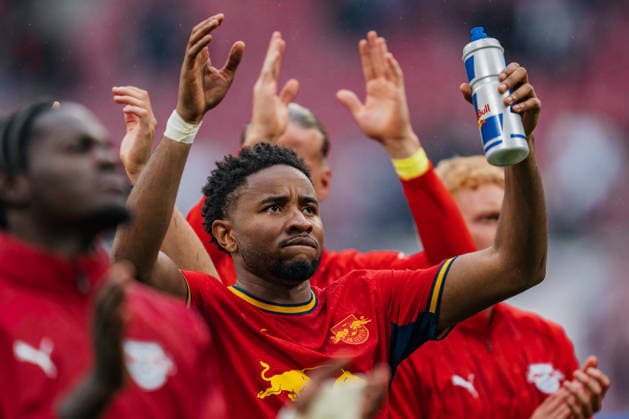 Germany Bundesliga 2026–2027, Matchday 3: RB Leipzig vs. Hamburger SV at Red Bull Arena Leipzig; Christopher Nkunku (RB Leipzig); 28: Final whistle; Cheers; Joy; Emotions; After the game Copyright: xTomxLauruschkatx