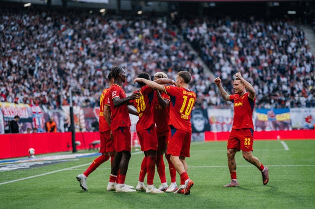Germany Bundesliga 2026–2027, Matchday 3: RB Leipzig vs. Hamburger SV, Red Bull Arena Leipzig, Christopher Nkunku (RB Leipzig), 28th goal, goal celebration, emotions, cheering, joy Copyright: xTomxLauruschkatx