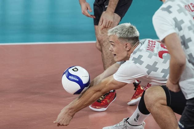 Turkiye - Switzerland - CEV EuroVolley 2026 Men CLUJ-NAPOCA, ROMANIA - SEPTEMBER 13: Lars Migge of Switzerland in action during the CEV EuroVolley 2026 Group D match between Turkiye and Switzerland at BT Arena in Cluj-Napoca, Romania, on September 13, 2026. Osmancan Gurdogan Anadolu Cluj-Napoca Romania. Editorial use only. Please get in touch for any other usage.  Copyright: x2026xAnadoluxOsmancanxGurdoganx