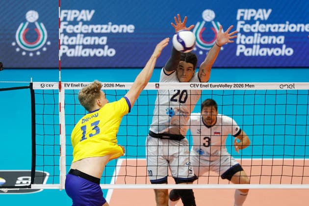 IPA88487138 - Axel Enlund 13 of Team Sweden in action during the CEV Enel EuroVolley 2026 match between Slovenia and Sweden at PalaPanini on September 13, 2026, in Modena, Italy.  Copyright: xRichardxMorgano IPAxSportx xx IPA88487138