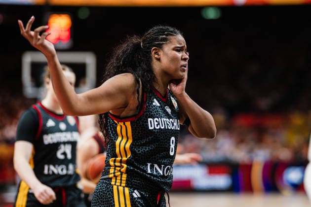 FIBA Women’s Basketball World Cup 2026: Spain vs. Germany, September 13, 2026; Nyara Sabally (Germany) holds her face; Basketball; FIBA Women’s Basketball World Cup 2026; Final Round, 3rd-Place Game: Spain vs. Germany on September 13, 2026, at the Uber Arena, Berlin Copyright: xBEAUTIFULxSPORTS Tonhäuserx