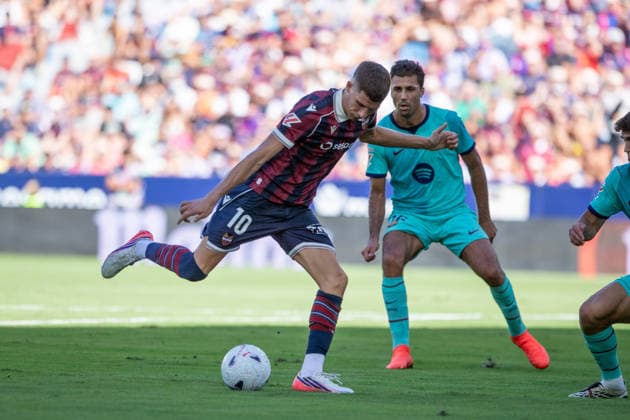 ESP LaLiga EA Sports UD Levante vs. FC Barcelona: Petar Ratkov of Levante during the LaLiga EA Sports match between UD Levante and FC Barcelona, played at the Ciudad de Valencia Stadium in Valencia on September 12, 2026, in Valencia, Spain. Soccer Copyright: xAgenciaxLOFx