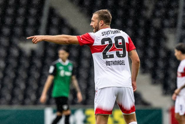 VfB Stuttgart II vs. SC Preussen Münster, Soccer, 3rd Division, Matchday 5, WIRmachenDRUCK Arena Großaspach, September 13, 2026, Diminik Nothnagel, VfB Stuttgart II, 29 VfB Stuttgart II vs. SC Preussen Münster, Soccer, 3. Liga, Matchday 5, WIRmachenDRUCK Arena Großaspach, September 13, 2026. Photo by Lucca Fundel, Großaspach, WIRmachenDRUCK Arena, Baden-Württemberg, Germany