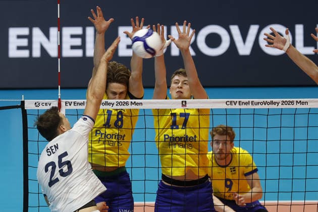 IPA88487510 - Klemen Sen 25 of Team Slovenia in action during the CEV Enel EuroVolley 2026 match between Slovenia and Sweden at PalaPanini on September 13, 2026, in Modena, Italy.  Copyright: xRichardxMorgano IPAxSportx xx IPA88487510