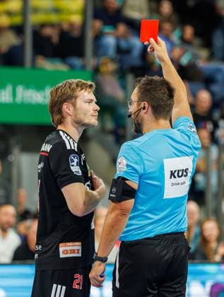 September 13, 2026 Handball 1st Bundesliga OPEL HBL 2026–2027 Season Matchday 4 HC Erlangen Nuremberg Metropolitan Region HCE Bergischer HC Women s Team xdaxmax Christopher Bissel 21, HC Erlangen HCE receives a red card