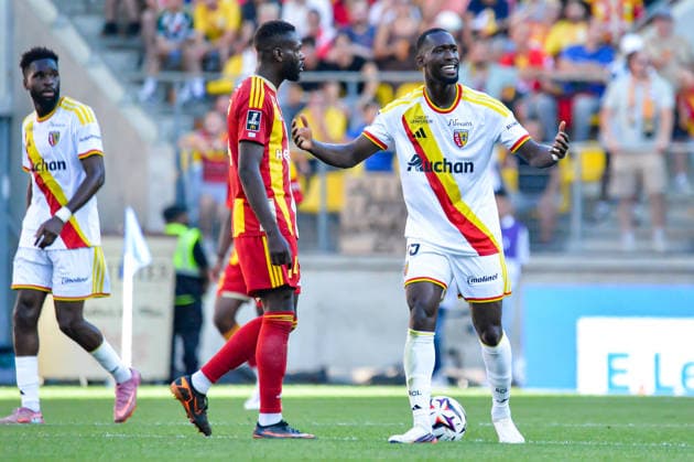 FOOTBALL : Le Mans FC vs RC Lens - Ligue 1 - JournÃ e 4- 13 09 2026 Joie des joueurs du RC Lens aprÃ s le but de Abdallah Sima (RC Lens) Le MansFrance  Copyright: xBaptistexAutissierx