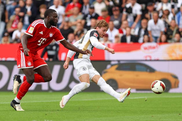 Dayot Upamecano of FC Bayern Munich and Cole Campbell of SV 07 Elversberg battle for the ball during the Bundesliga 1 match between SV Elversberg and FC Bayern Munich at the Ursapharm Arena on September 13, 2026, in Spiesen-Elversberg, Germany. Photo by Oliver Kaelke, DeFodi Images. Dayot Upamecano of FC Bayern Munich and Cole Campbell of SV 07 Elversberg battle for the ball during the Bundesliga match between SV Elversberg and FC Bayern Munich at Ursapharm Arena on September 13, 2026 in Spiesen-Elversberg, Germany. Photo by Oliver Kaelke, DeFodi Images. DFB and DFL regulations prohibit any use of photographs as image sequences and or quasi-video. Photo by Oliver Kaelke, DeFodi Images.