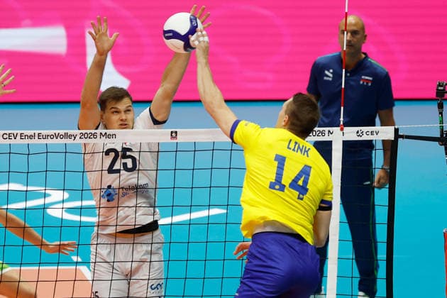 VOLLEYBALL - CEV Eurovolley Men - CEV Eurovolley 2026 - Preliminary Pool - Slovenia vs. Sweden Photo by IPA ABACAPRESS.COM88487107 - Klemen Sen 25 of Team Slovenia in action during the CEV Enel EuroVolley 2026 match between Slovenia and Sweden at PalaPanini on September 13, 2026, in Modena, Italy. Modena Italy  Copyright: xIPAxSport ABACAx