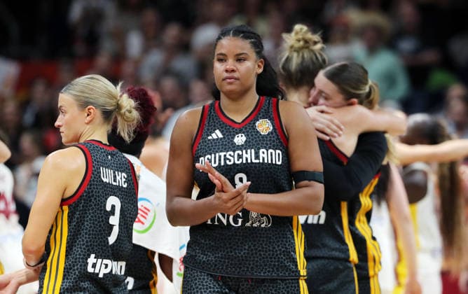 Nyara Sabally Disappointed After the Game Disappointment Sports Basketball FIBA World Cup Women s World Championship Third-Place Game 2026–2027 Season September 13, 2026 DBB Germany GER vs. Spain ESP